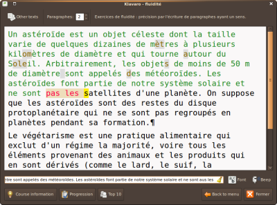 Fluidité dans Klavaro