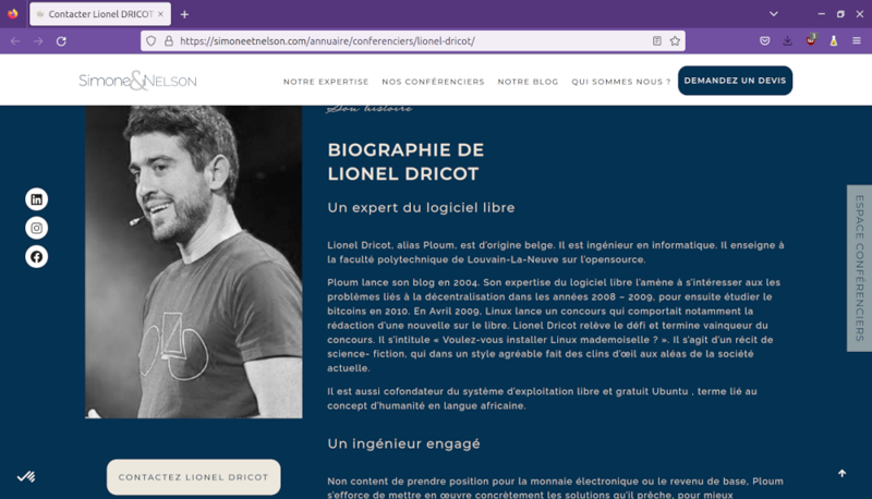 Mon profil sur le site incriminé