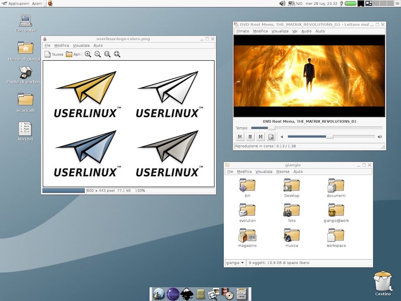 A mockup of the UserLinux desktop (GNOME 2.0 with a custom theme)